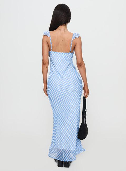 Brigette Maxi Dress Blue Gingham Product Image