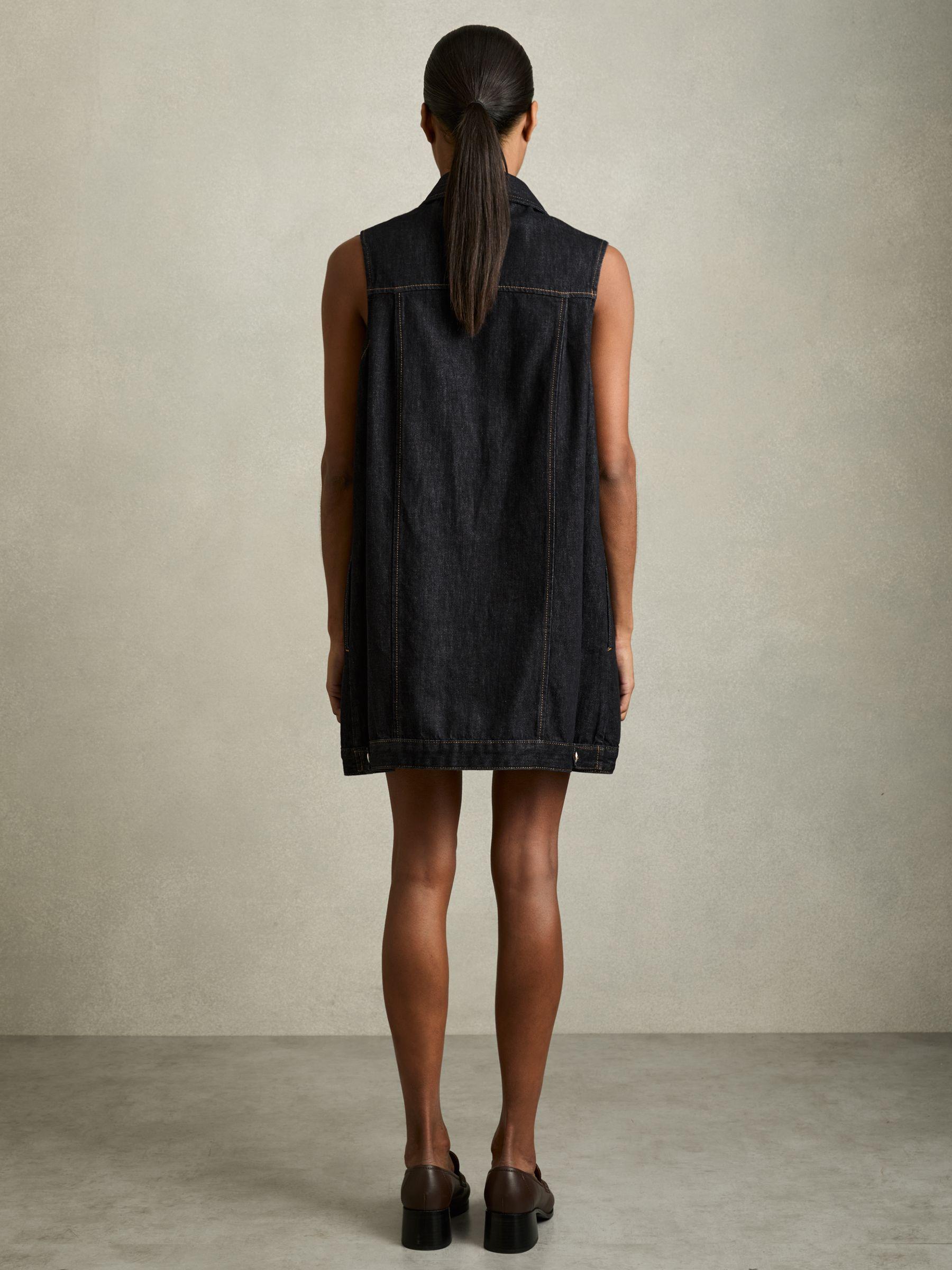 Sleeveless Denim Shift Dress in Indigo Product Image