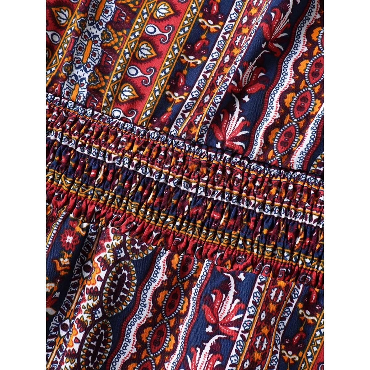 Plus Size Sunny Stripes Pockets Shirred Midi Dress Multicolor Women Boho V-neck Cap Sleeve Curvy BloomChic 18-20/2X Product Image