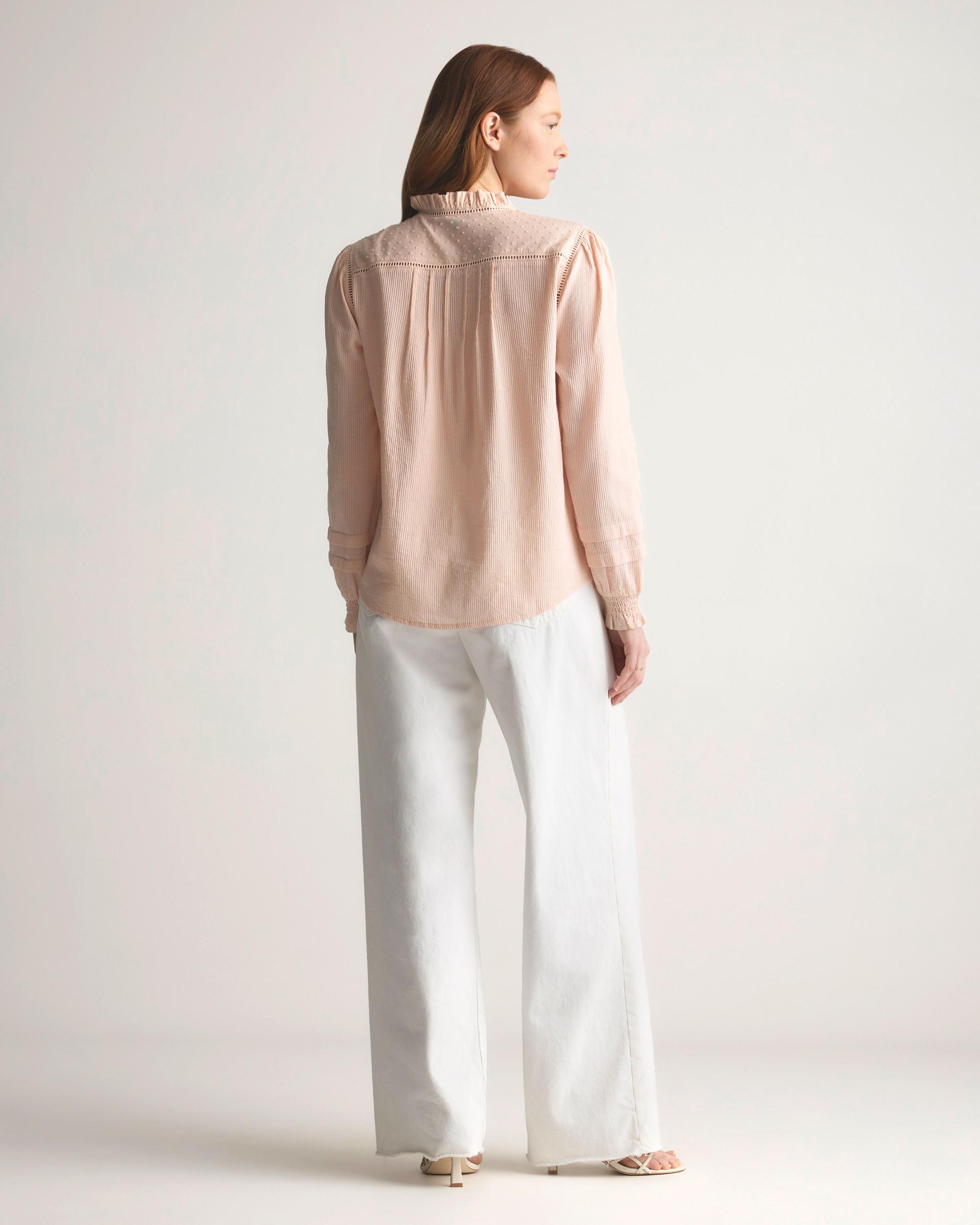 Quince | Women's Organic Textured Cotton Peasant Blouse Organic Cotton Product Image