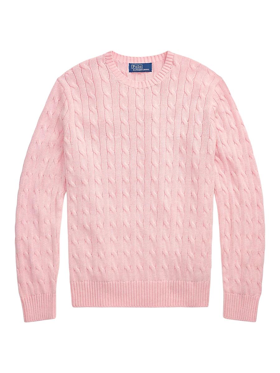 Mens Cable-Knit Cotton Crewneck Sweater Product Image