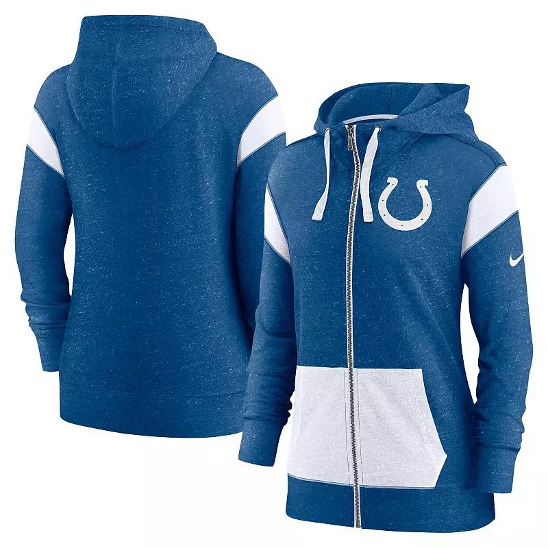Women's Nike Heathered Royal/Heathered White Indianapolis Colts Monaco Full-Zip Hoodie, Size: Small, Blue Product Image