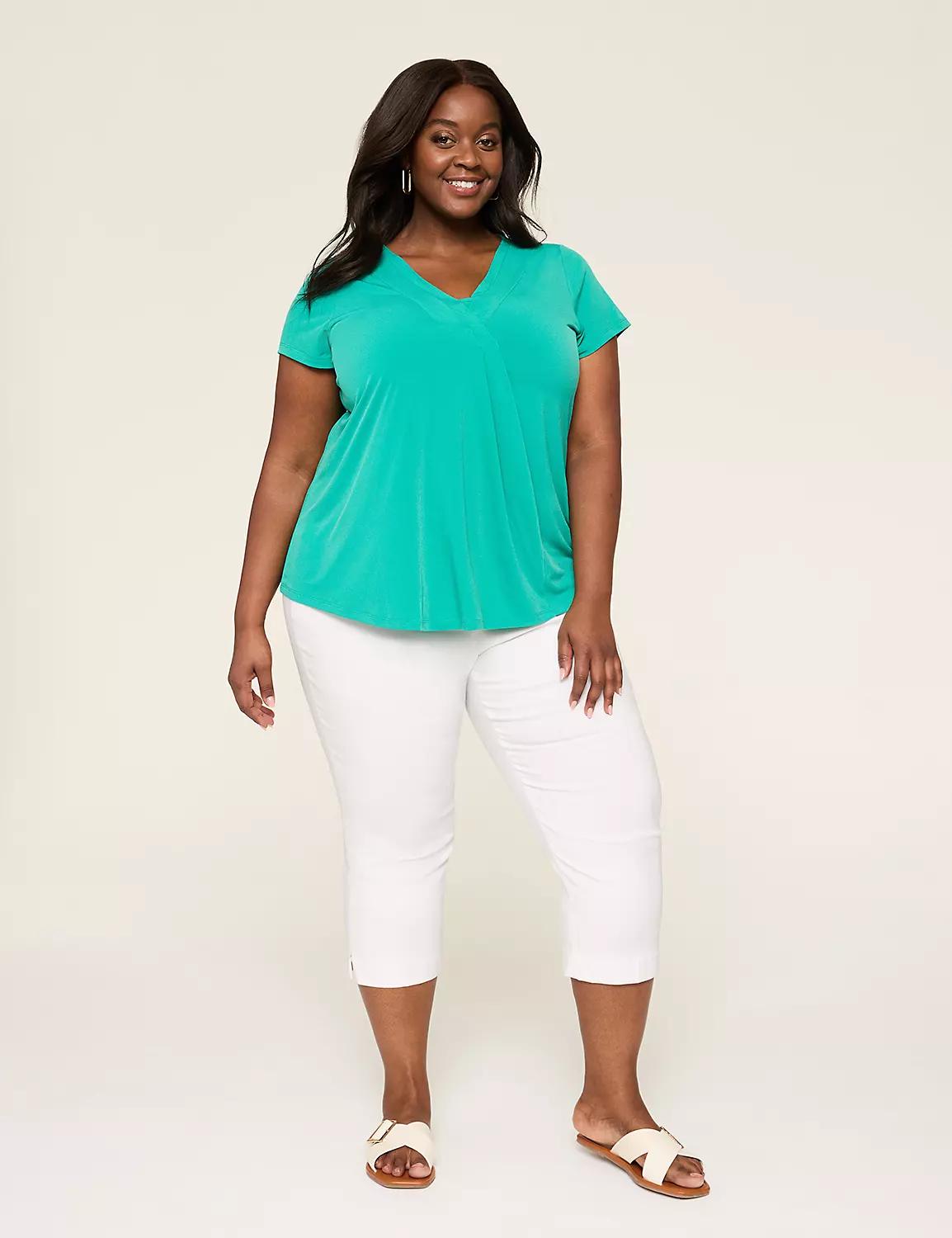 Cap-Sleeve Pleat-Front Top Product Image