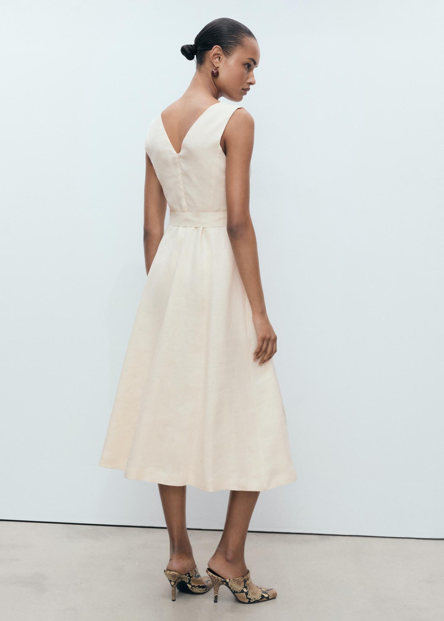 Belt linen dress - Women | MANGO USA Product Image