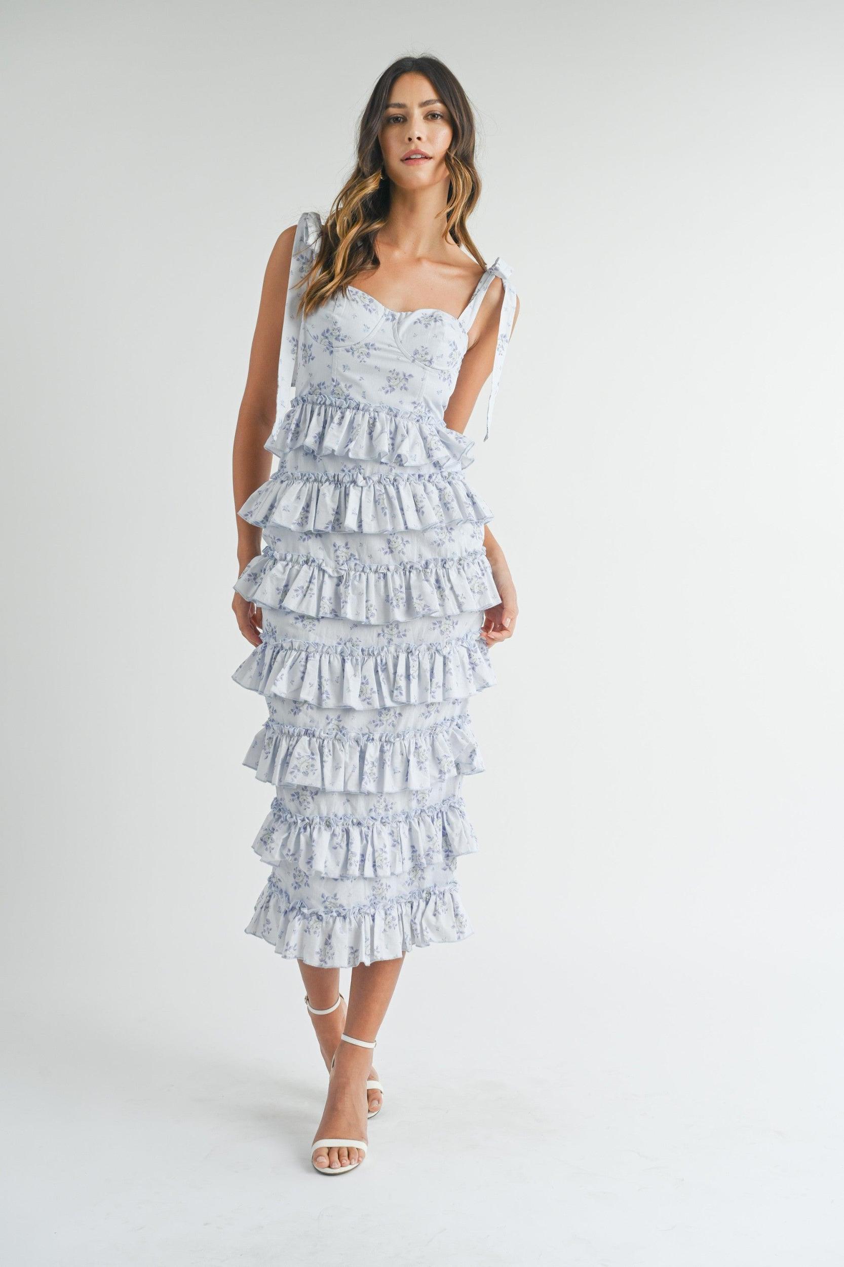 FINAL SALE Nina Floral Midi Dress | Lilac Product Image