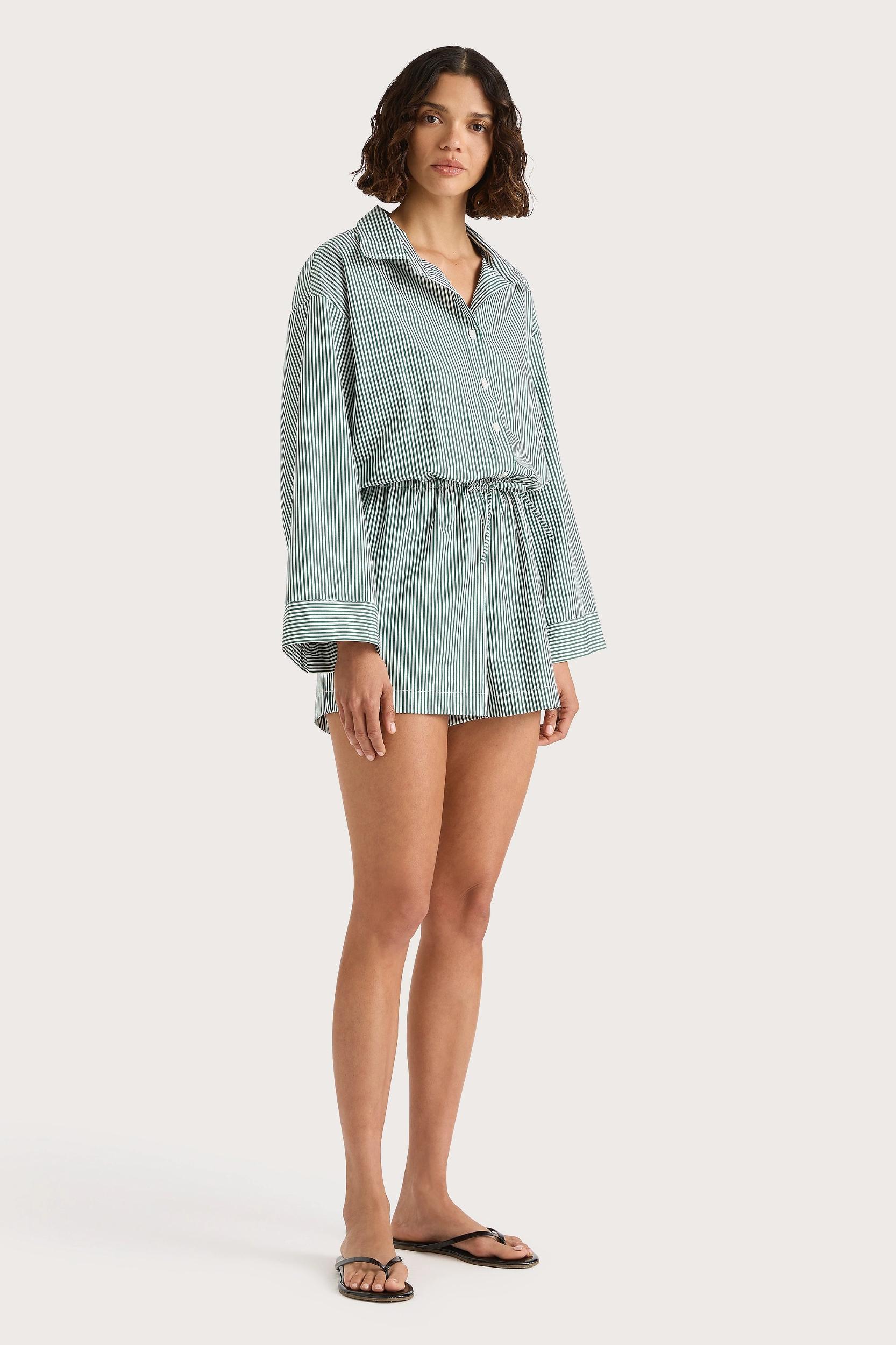 Freja Playsuit Green Stripe - Final Sale Product Image