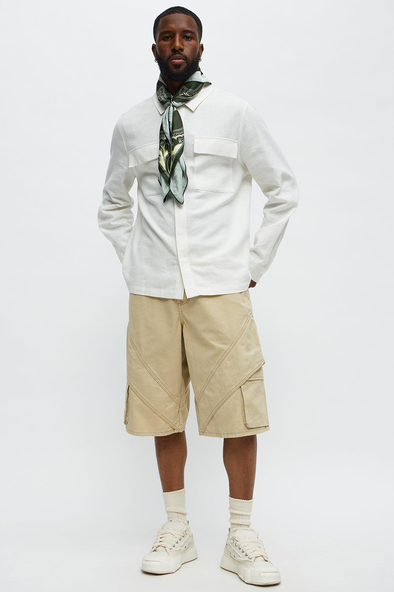 Bahamas Linen Long Sleeve Shirt - White Male Product Image