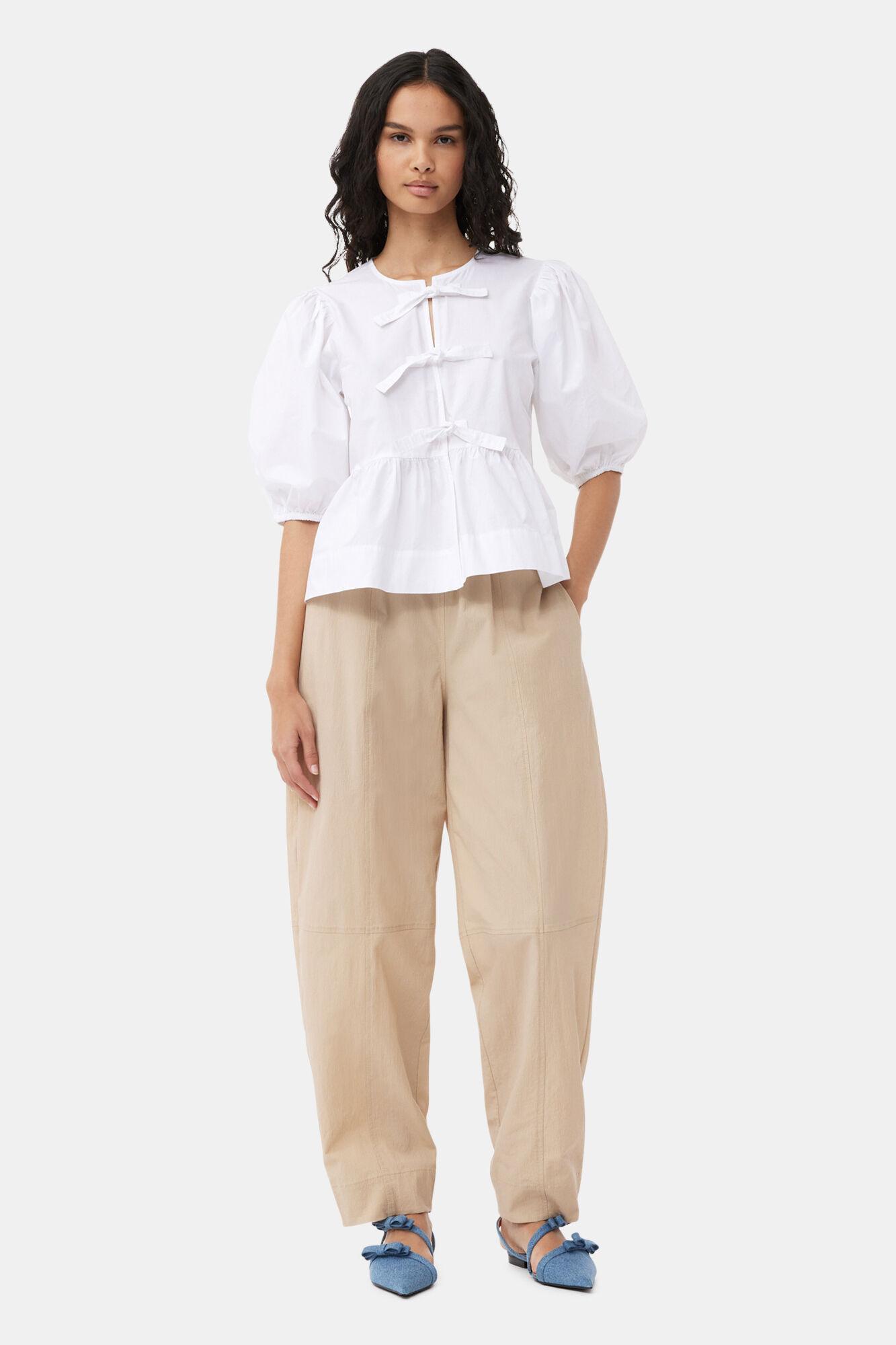 Beige Elasticated Curve Trousers Product Image