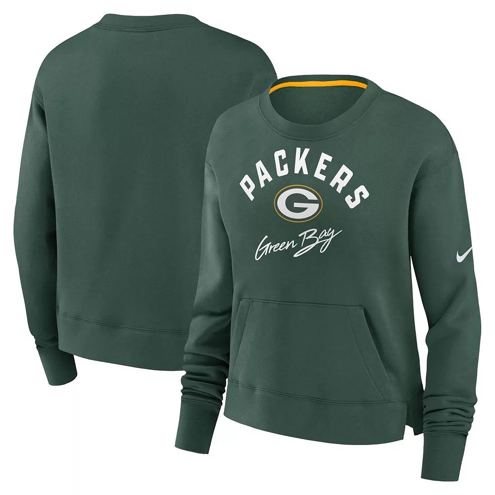 Women's Nike Green Green Bay Packers High Hip Fleece Pullover Sweatshirt, Size: XS Product Image