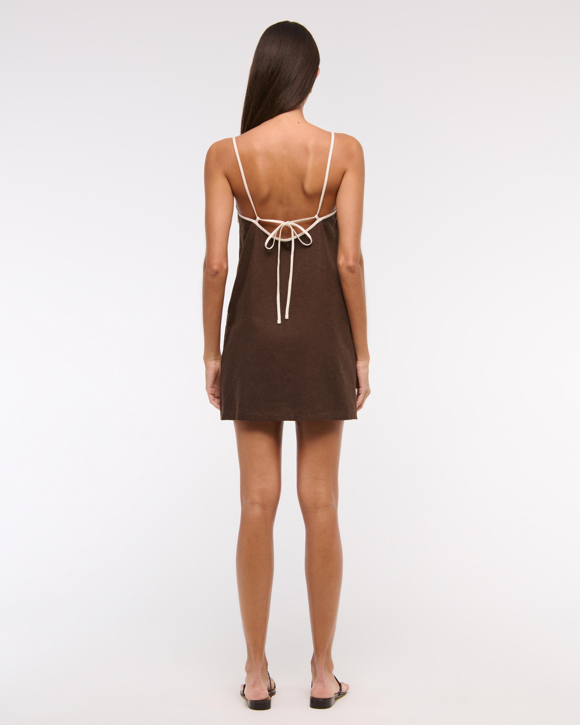 Linen-Blend Apron Mini Dress Product Image