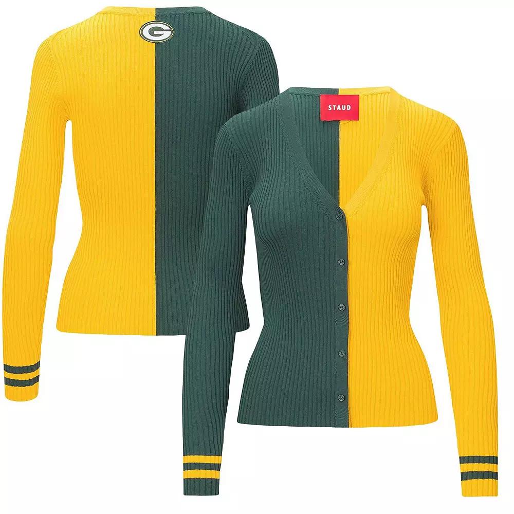 Women's STAUD Green/Gold Green Bay Packers Cargo Sweater, Size: Large Product Image