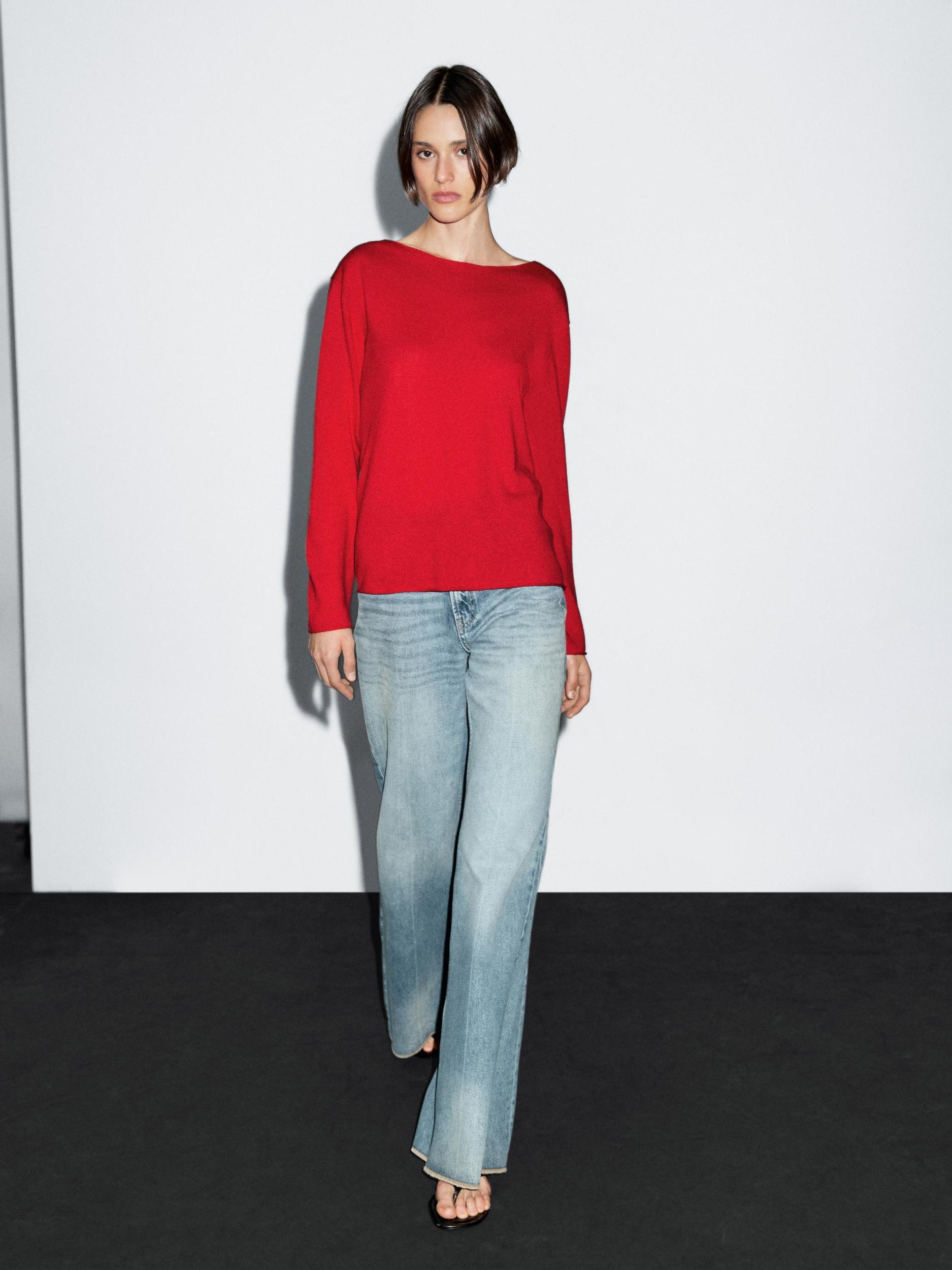 Wool blend boat neck sweater Product Image