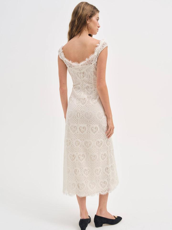 Doily Lace Midi Dress — Ivory Product Image