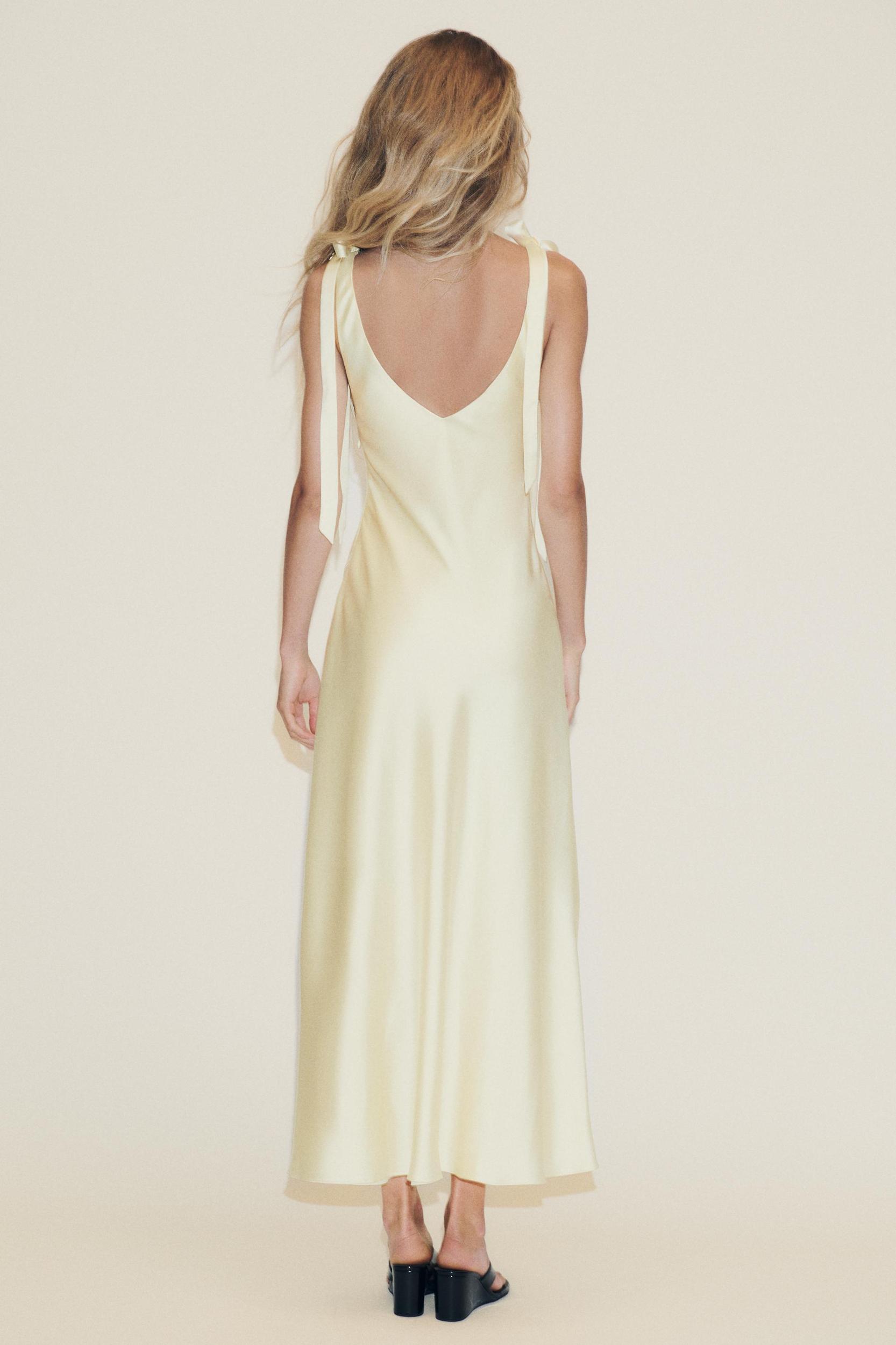 SATIN MIDI DRESS WITH TIES Product Image