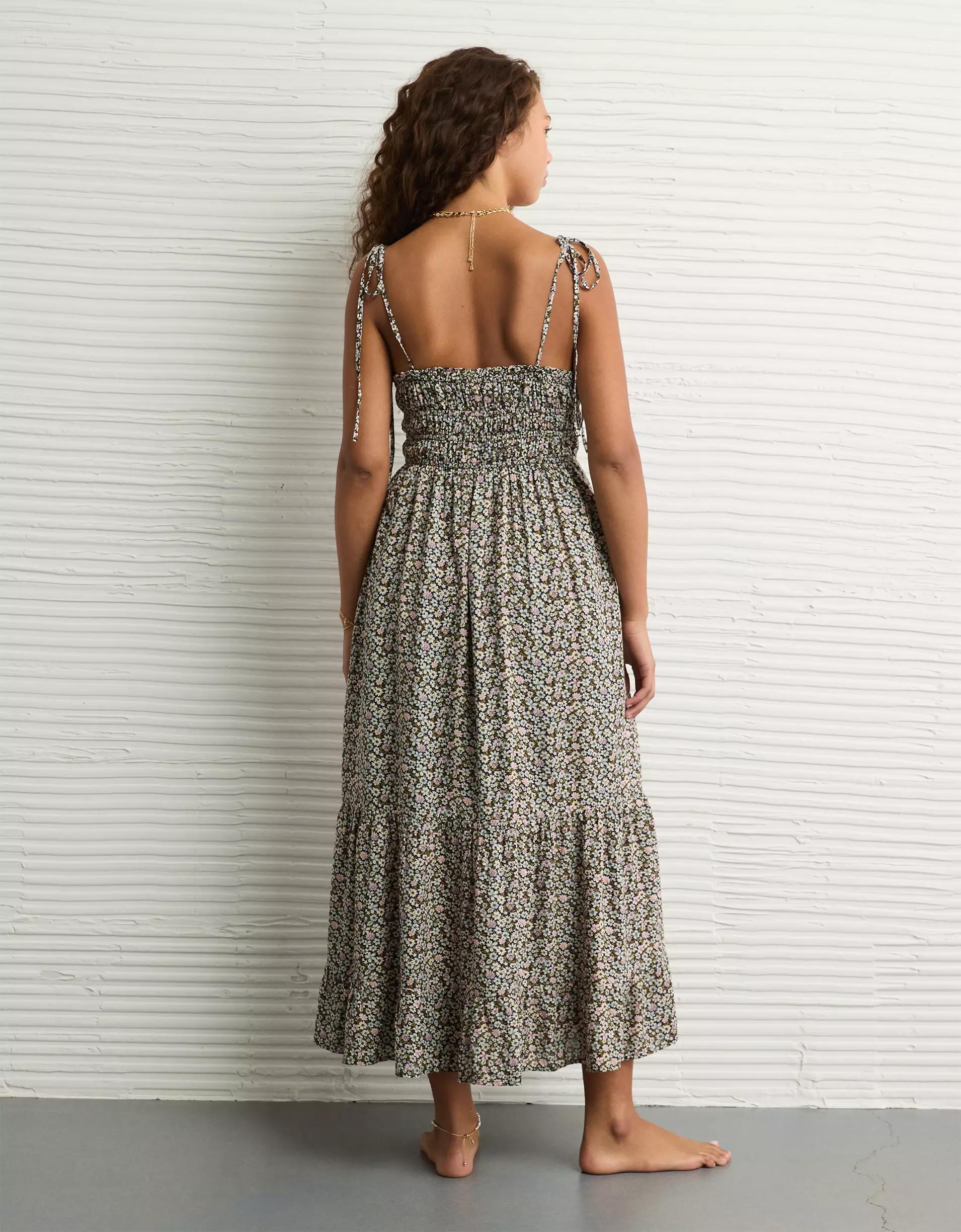 AE Sweetheart Tie Front Midi Dress Product Image