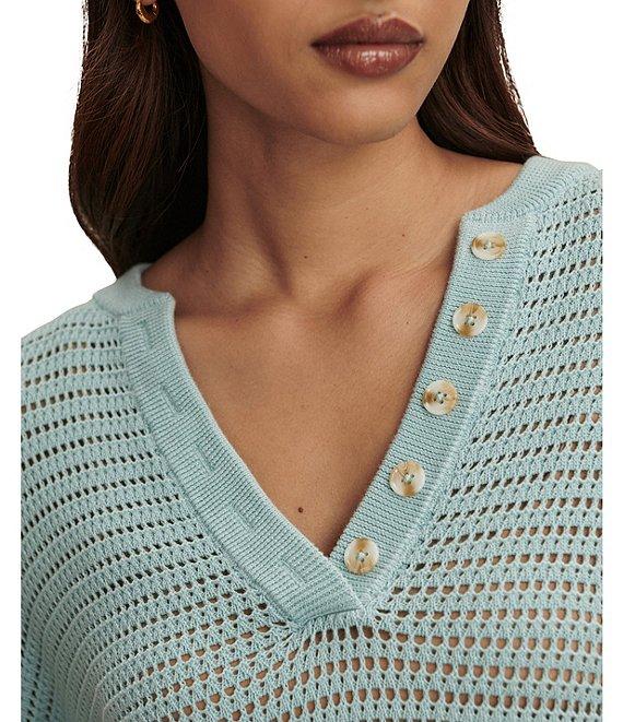 Varley Callie Knit Boxy Split V-Neck Short Sleeve Top Product Image