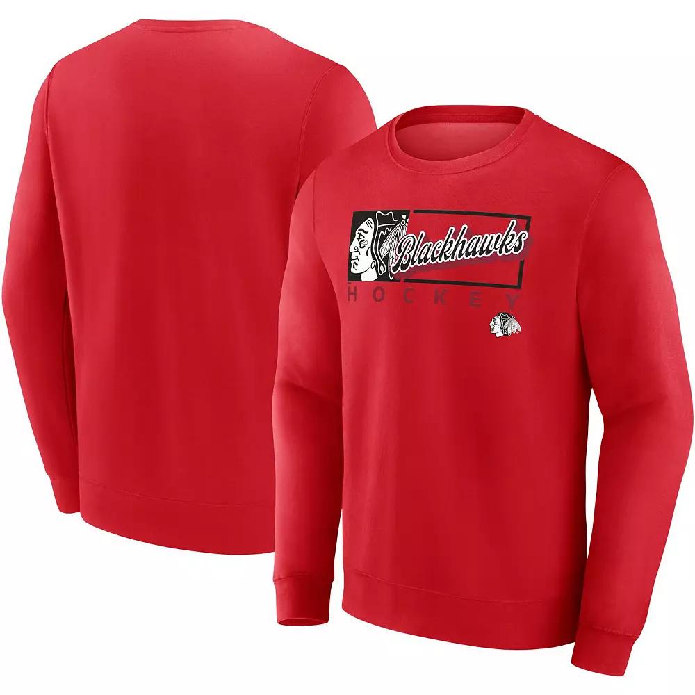 Men's Fanatics Branded Red Chicago Blackhawks Focus Fleece Pullover Sweatshirt,  Product Image