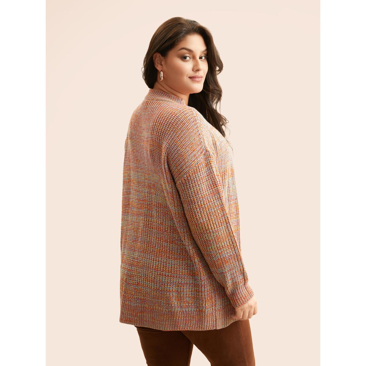 Plus Size Heather Patch Pocket Drop Shoulder Cardigan Multicolor Women Casual Loose Long Sleeve Everyday Cardigans BloomChic 10/M Product Image