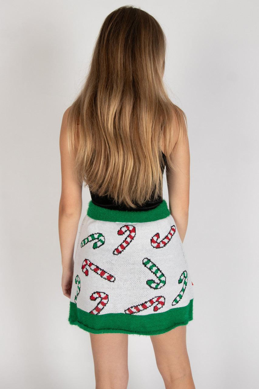 Christmas Candy Cane Sweater Skirt Product Image