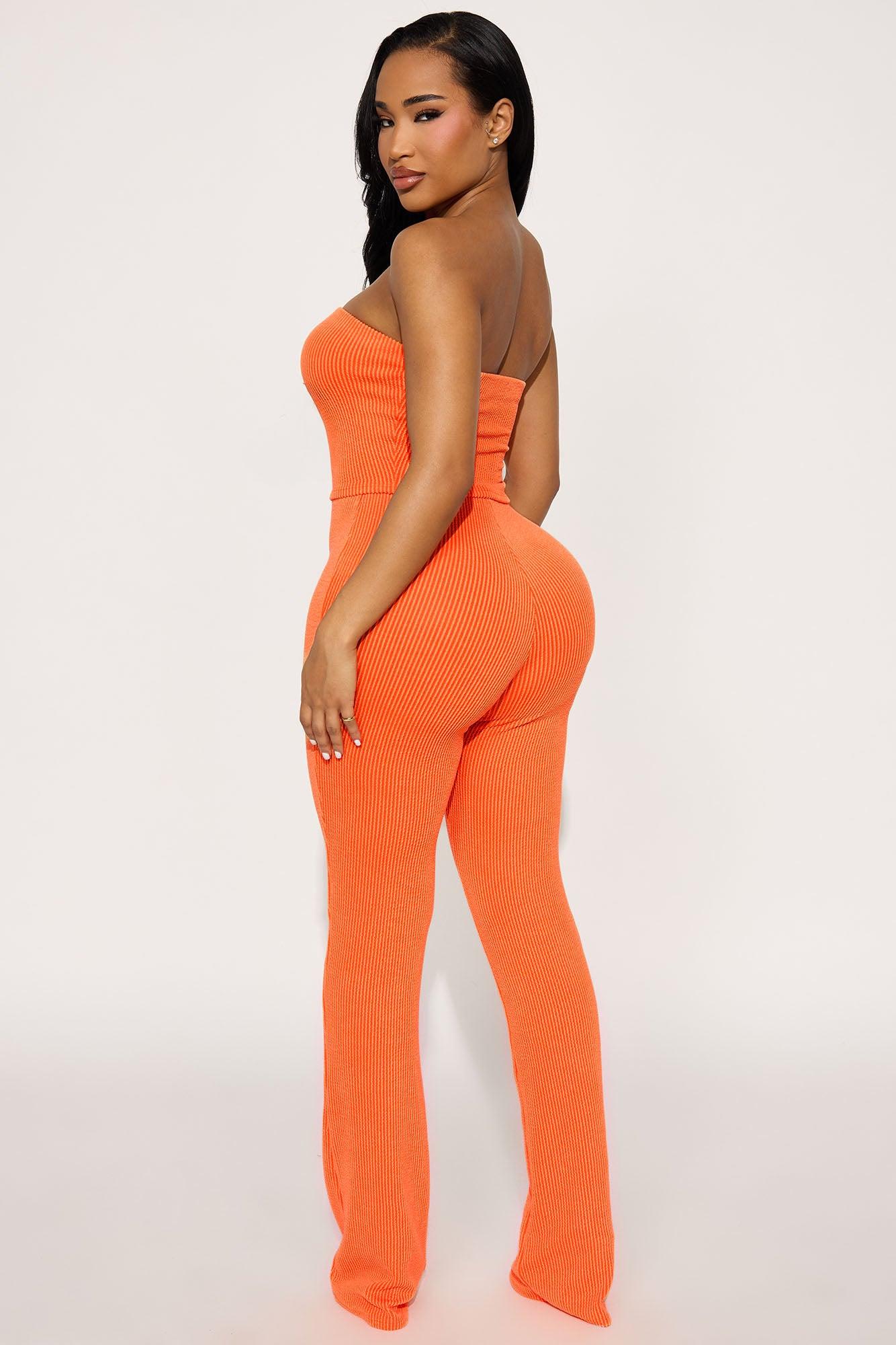 Reya Ribbed Pant Set - Orange Product Image