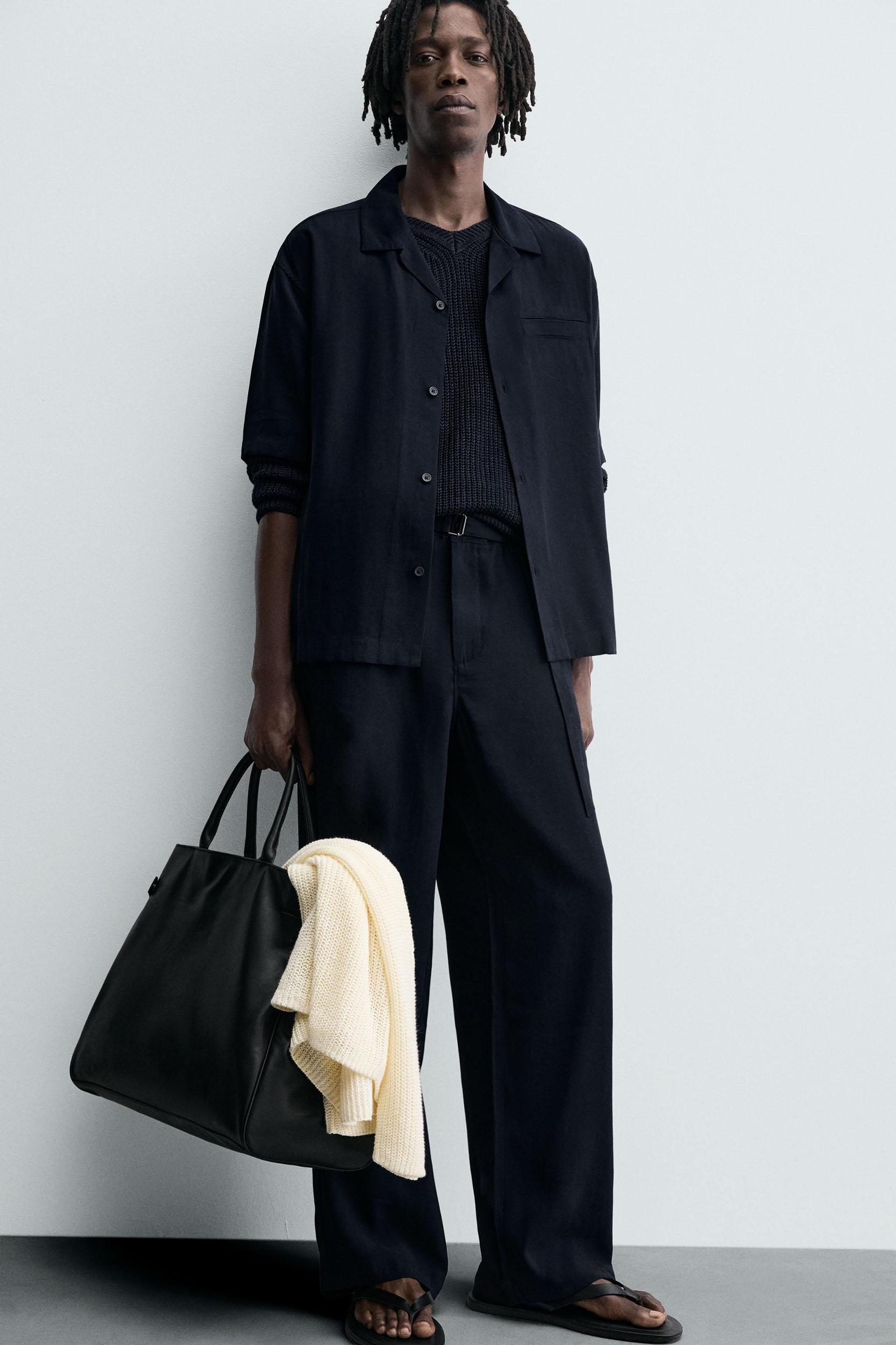 RELAXED FIT BELTED PANTS Product Image