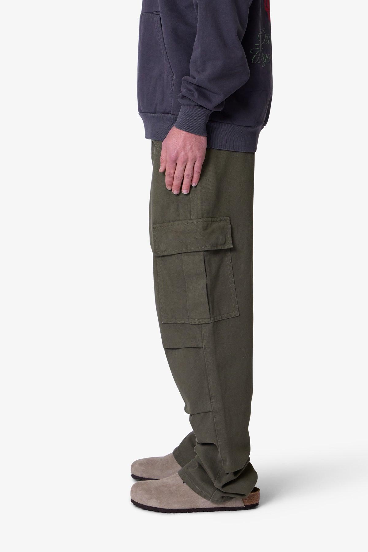 Ultra Baggy Denim Cargo Pants - Olive Product Image
