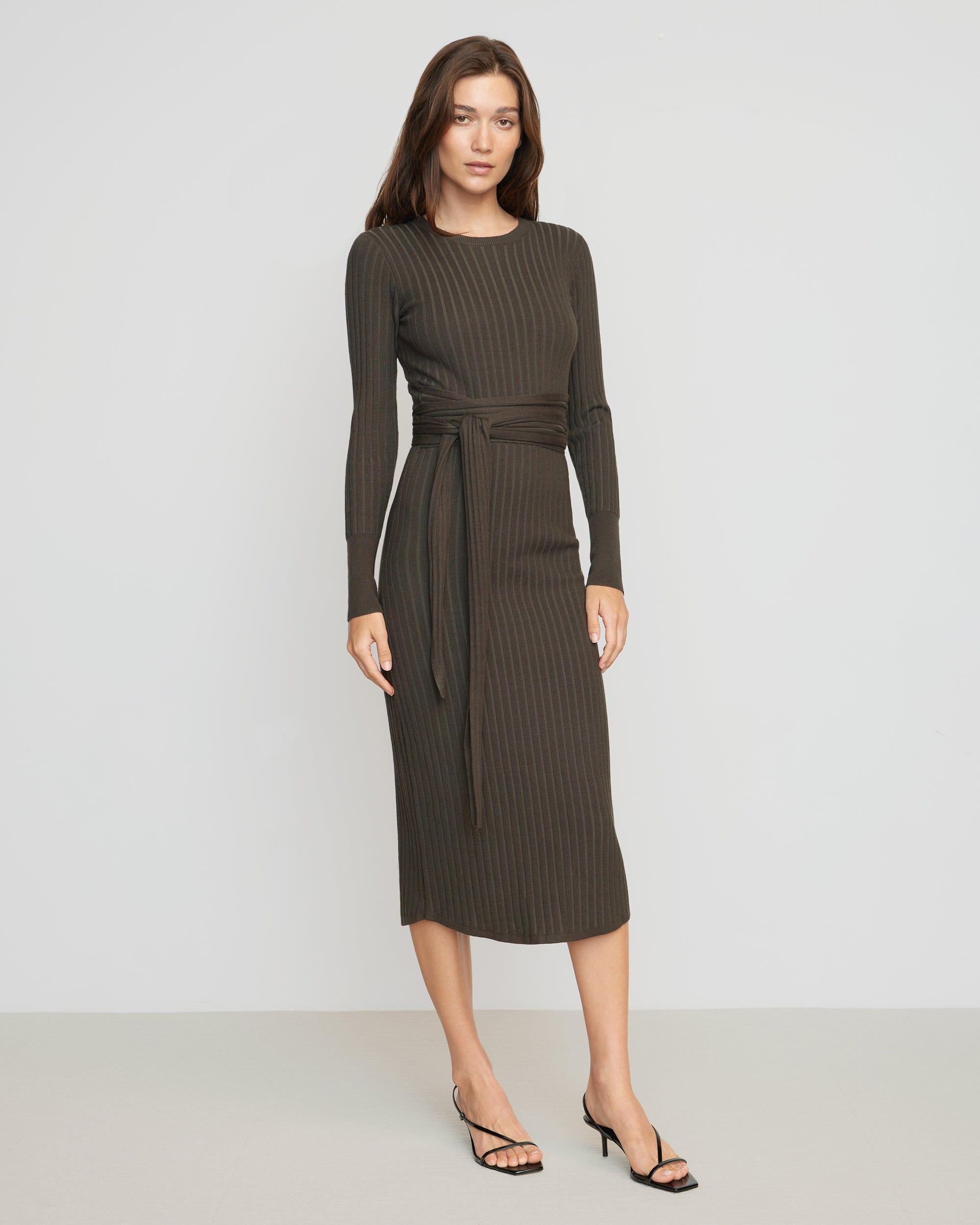 Carmen Tie-Front Ribbed Dress Product Image