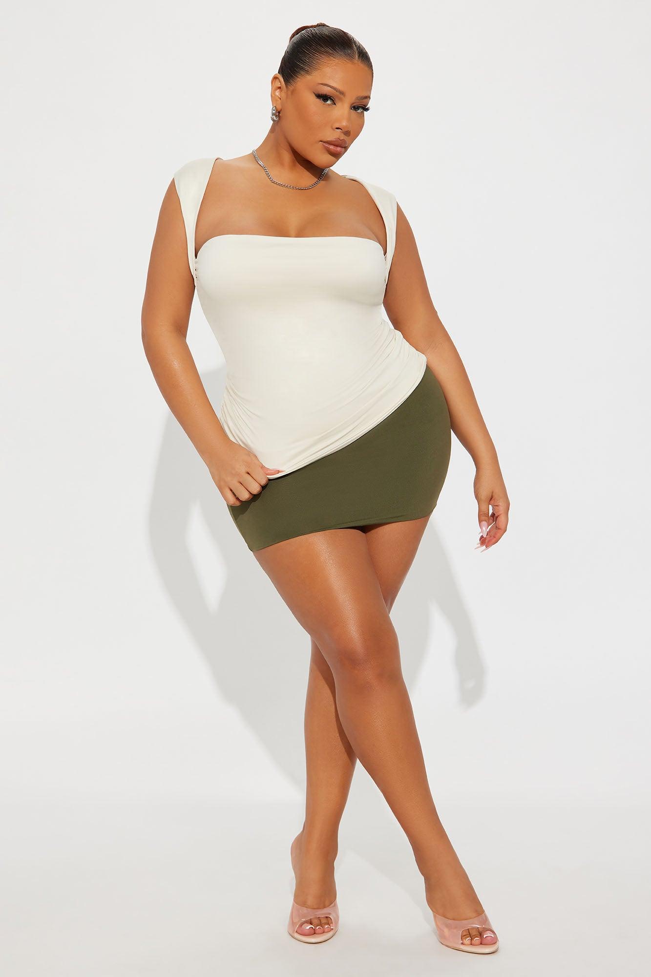 Contour Double Lined Straight Neck Tank Top - Bone Female Product Image