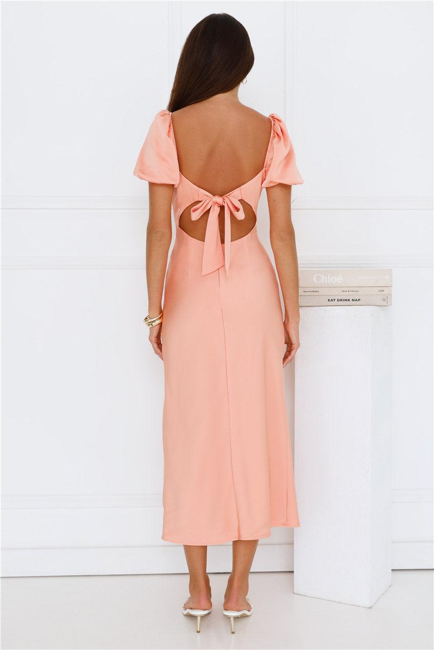 Floral Vines Midi Dress Peach Product Image