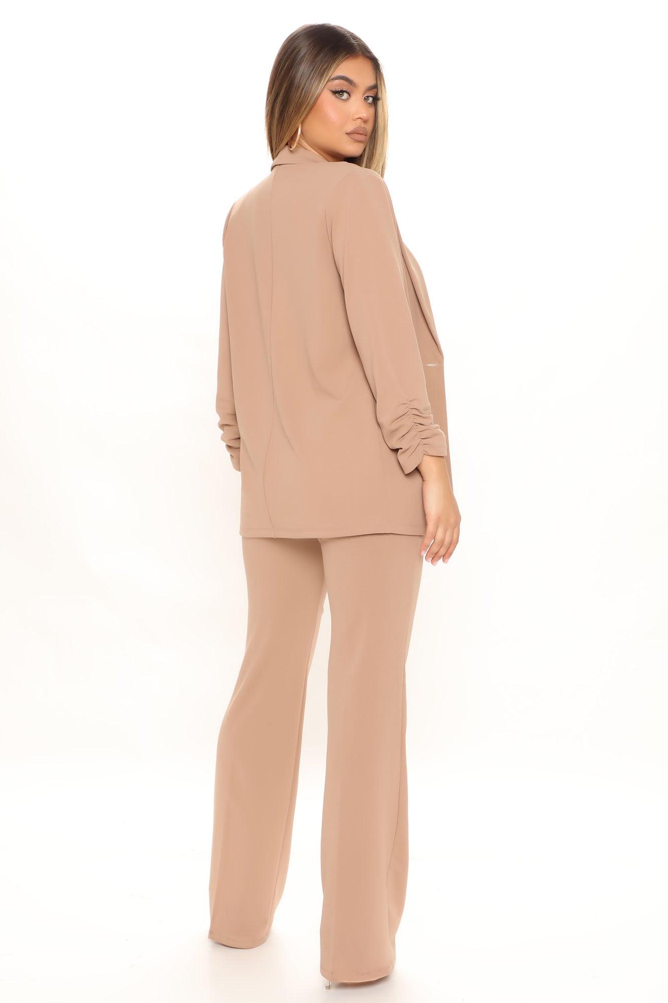 Victoria High Waisted Dress Pants - Taupe Product Image