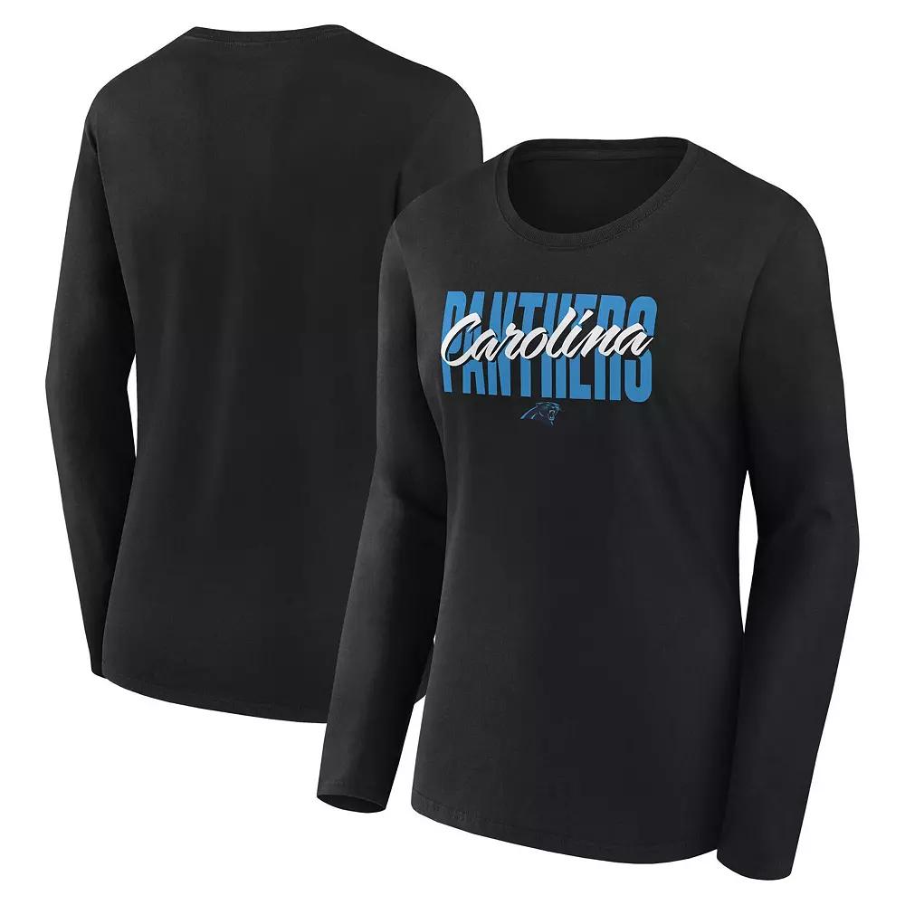 Women's Black Carolina Panthers Grip Long Sleeve T-Shirt, Size: XL Product Image