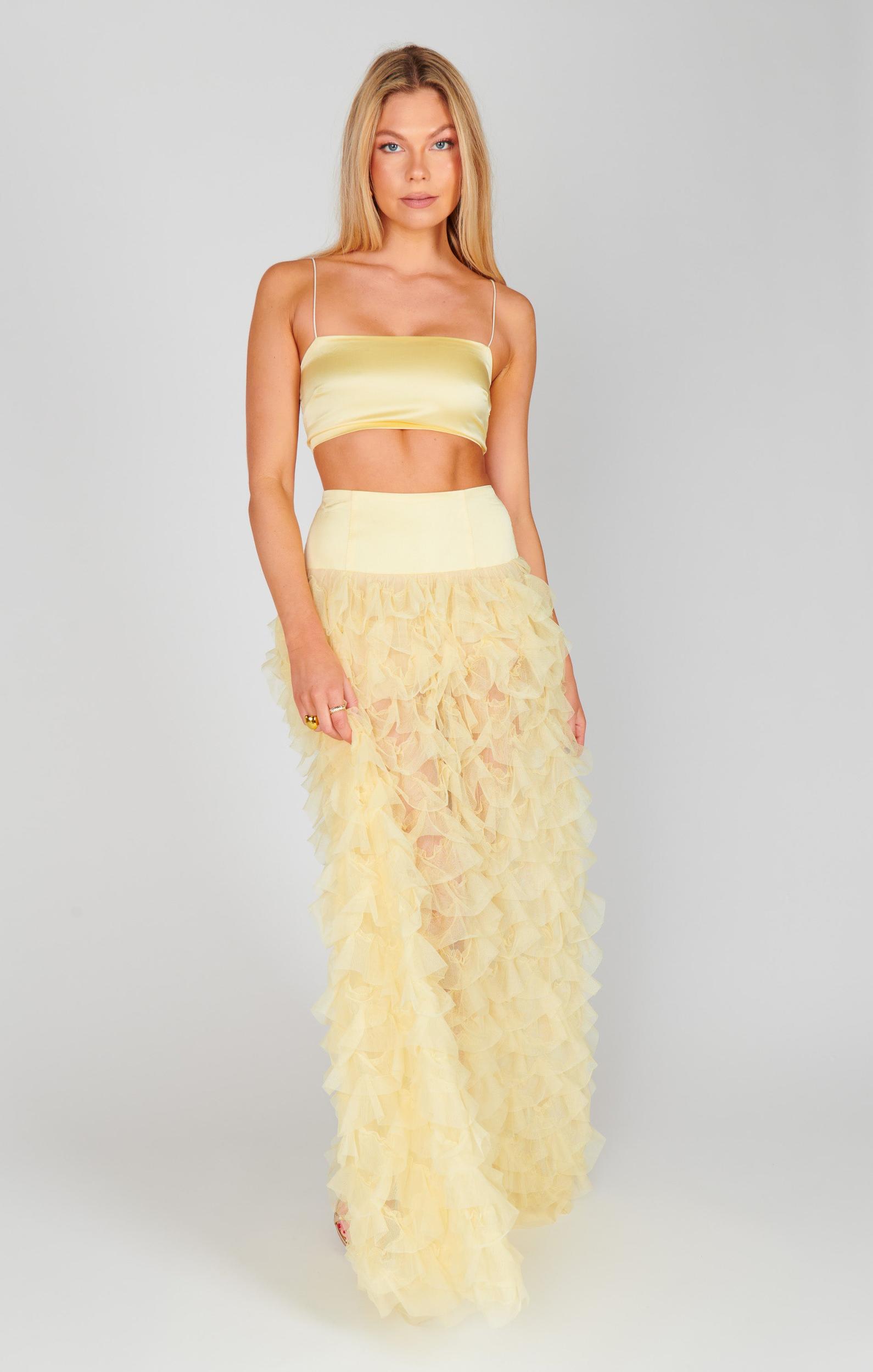 All Night Skort ~ Pale Yellow Luxe Satin Product Image
