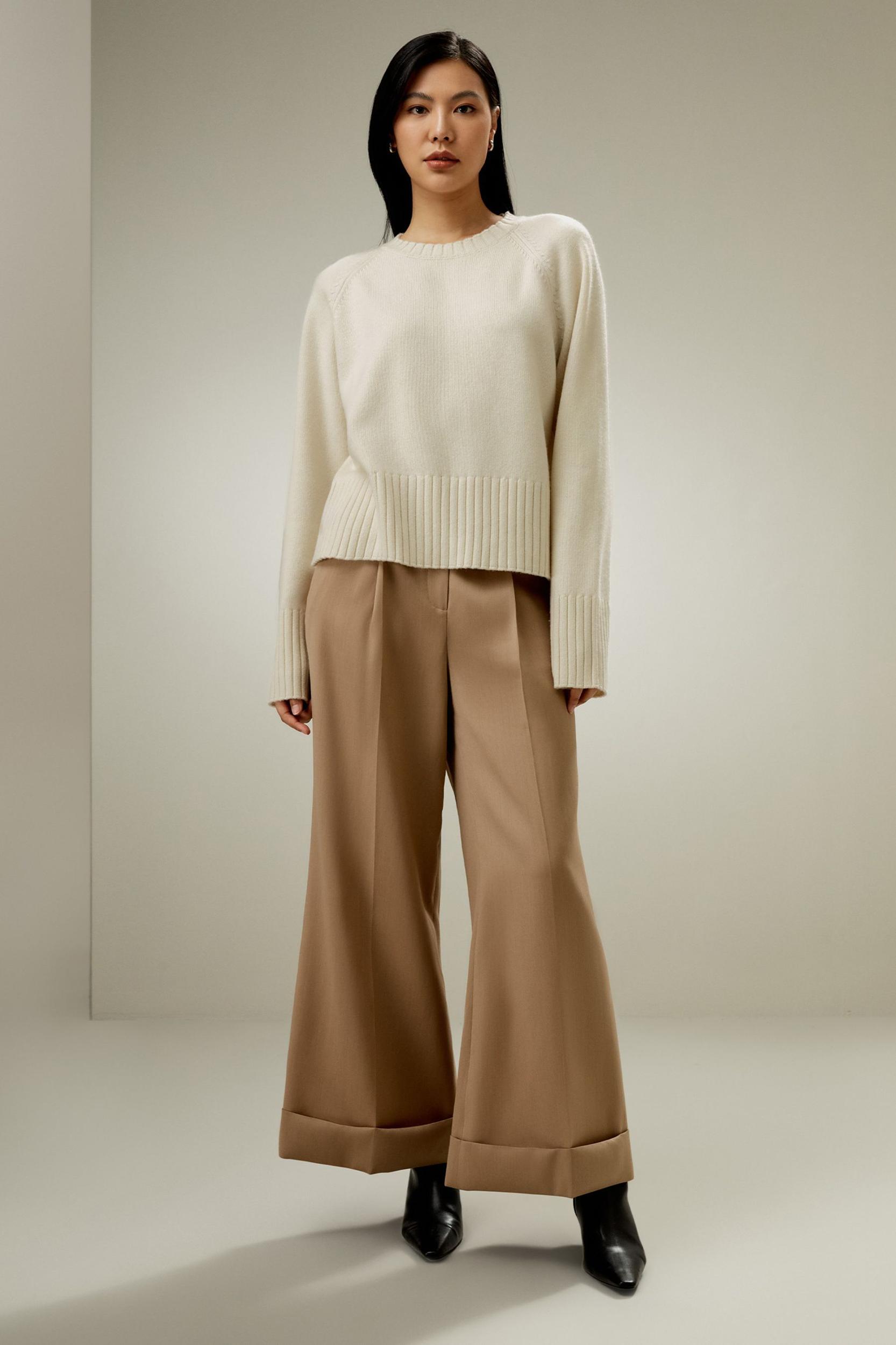 LILYSILK Cashmere Sweater Crew Neck - for Women - White Wool Cashmere - Elegant Mid-Rise Style Sweater S Product Image