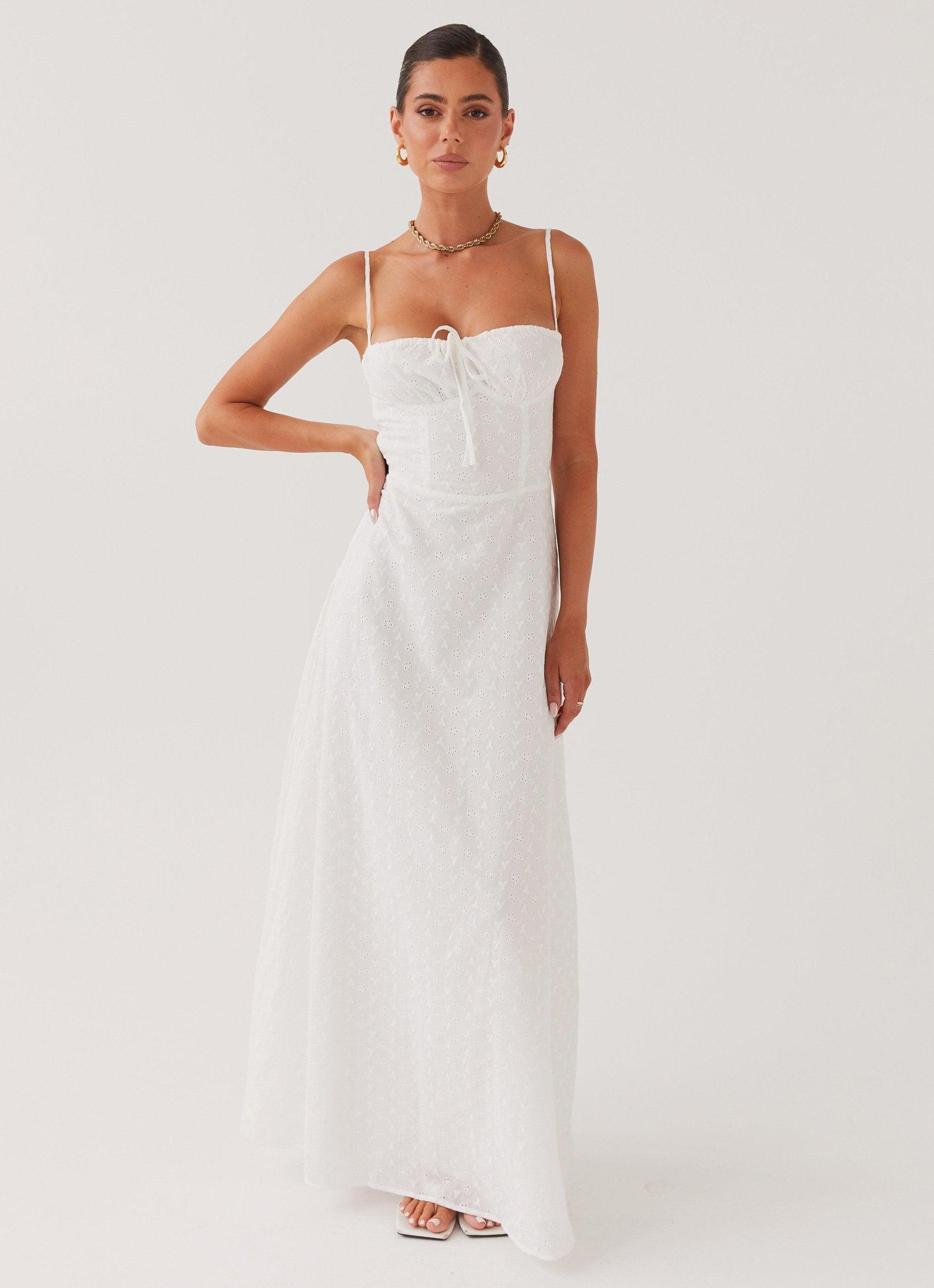 Elsie Broderie Maxi Dress - White Product Image