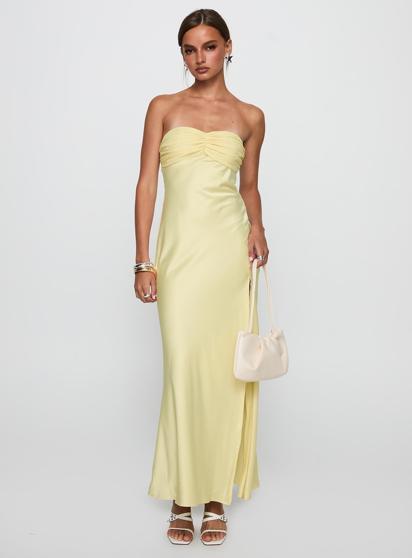 Chevalier Strapless Maxi Dress Lemon Product Image