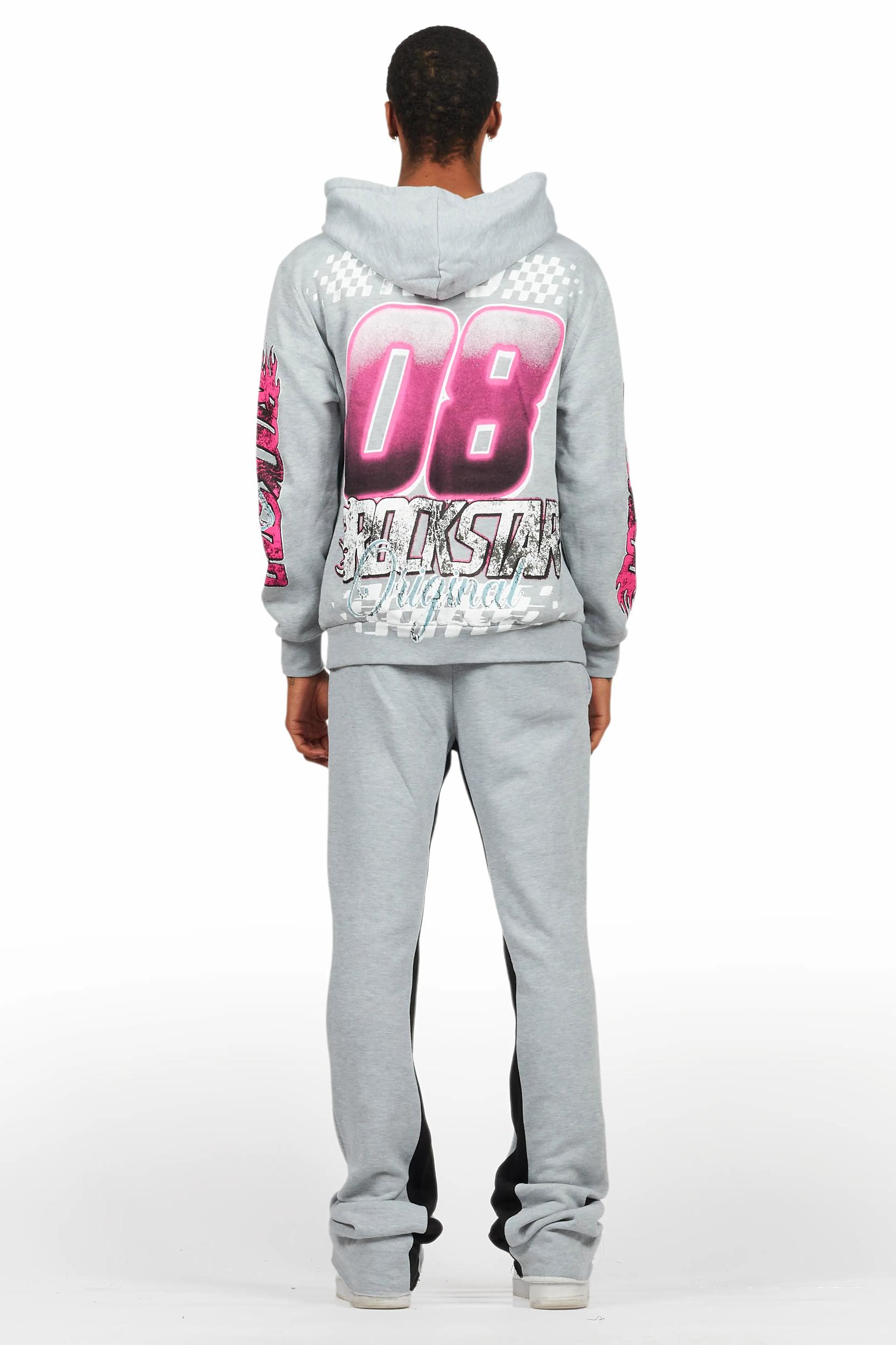 Theo Heather Grey Hoodie/Baggy Fit Track Pant Set Male Product Image