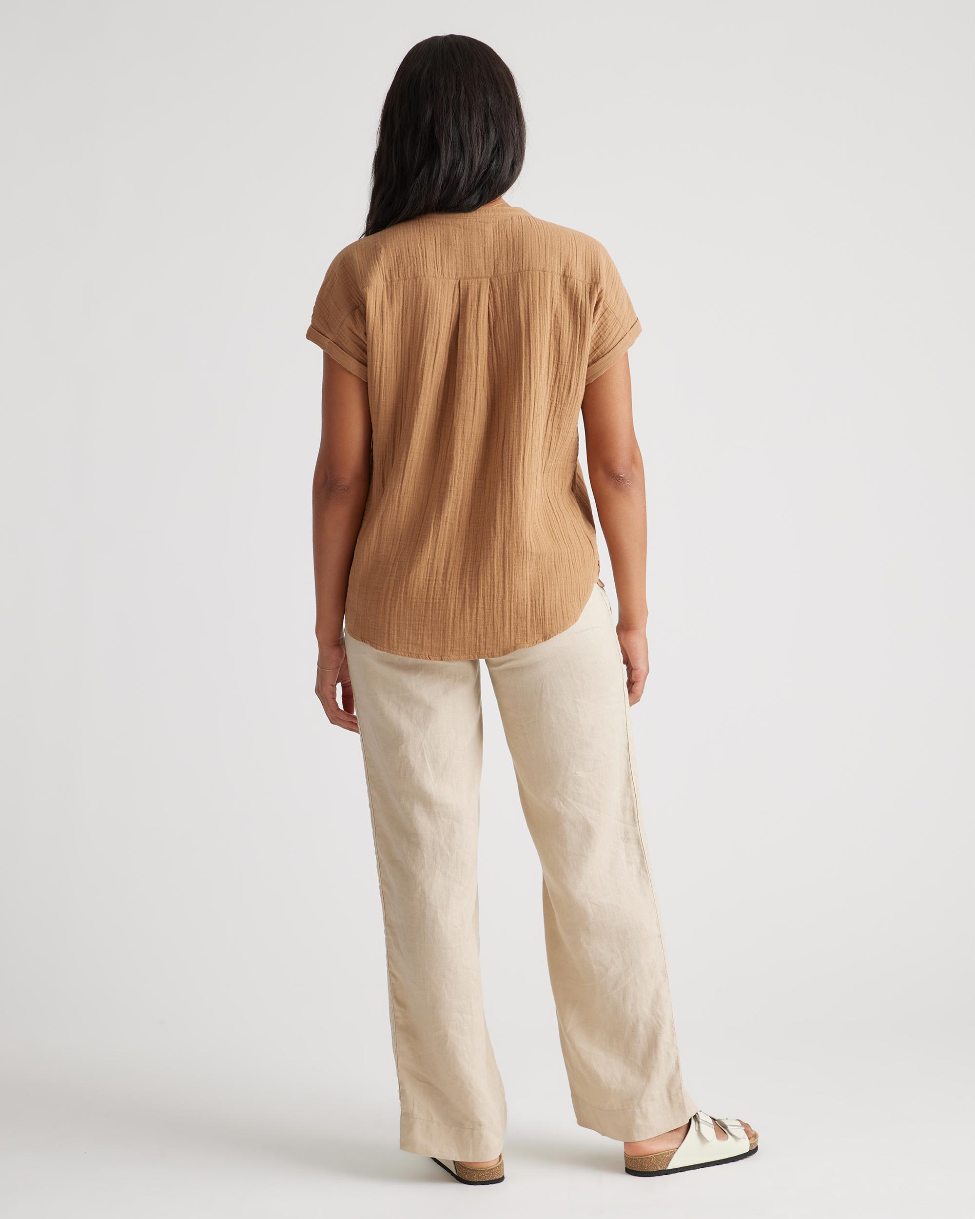 Quince | Women's Gauze Roll Sleeve Shirt Organic Cotton Product Image