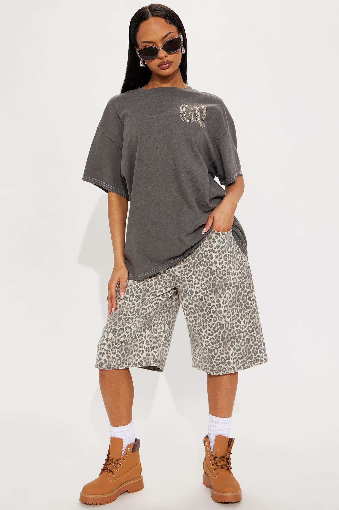 Lexi Camo Washed Oversized Tee - Charcoal Product Image