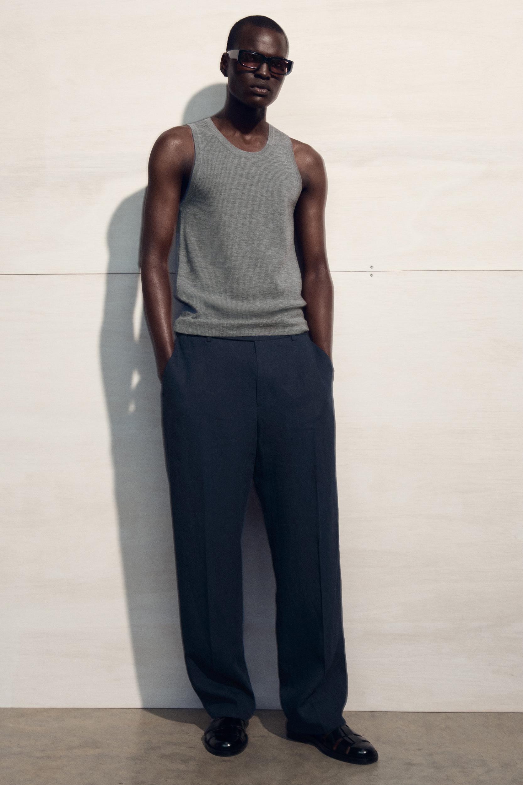 RELAXED LINEN STRAIGHT-LEG PANTS Product Image