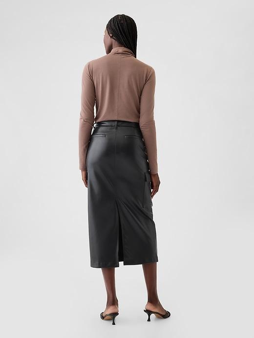 Vegan Leather Cargo Midi Skirt Product Image