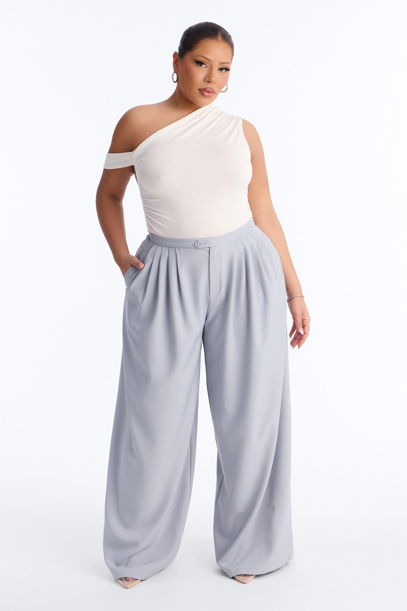 Power Moves Daily Pleated Low Rise Trouser 33″ - Blue Female Product Image