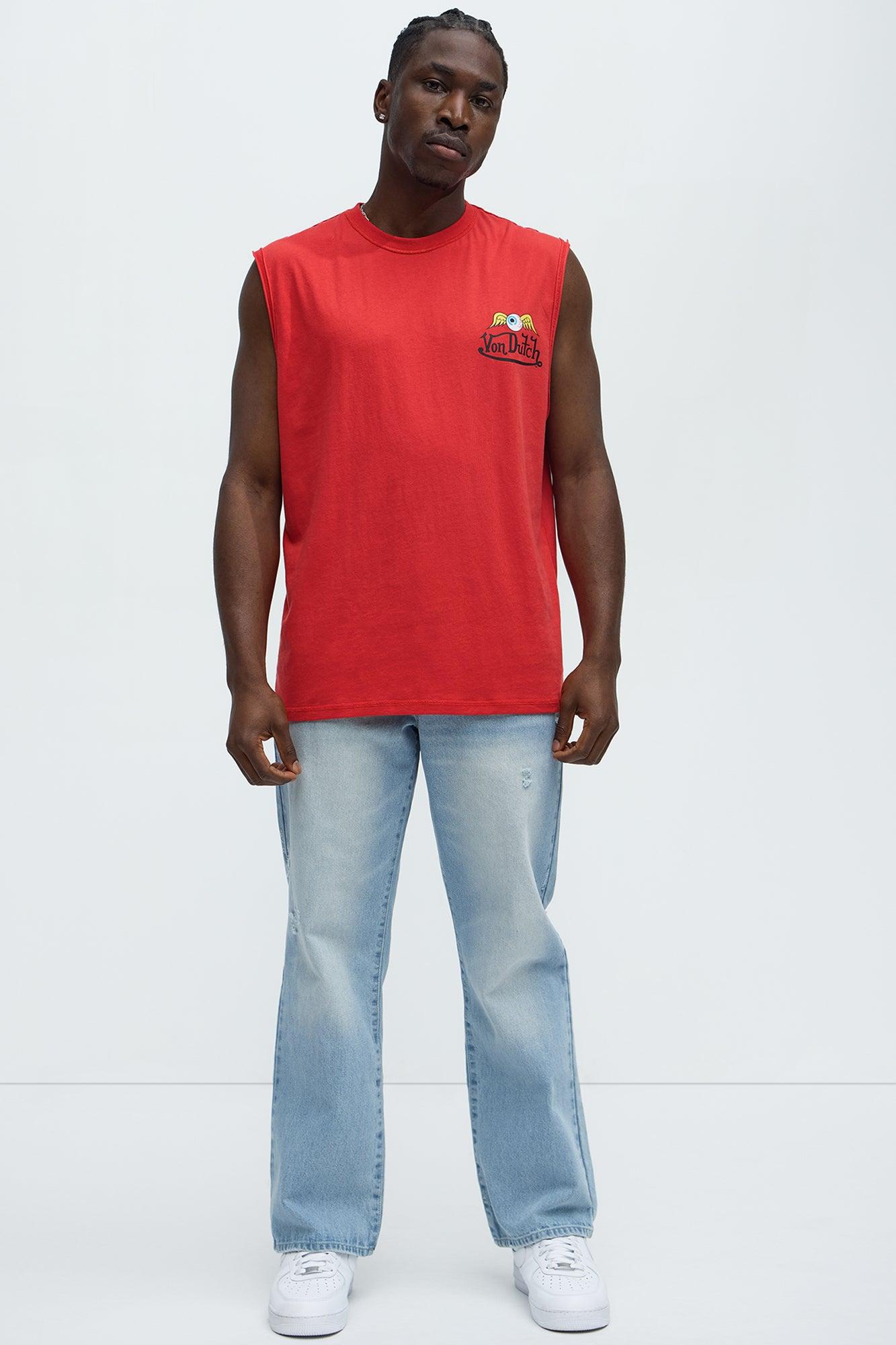 Von Dutch Winged Eyed Logo Muscle Tee - Red Product Image