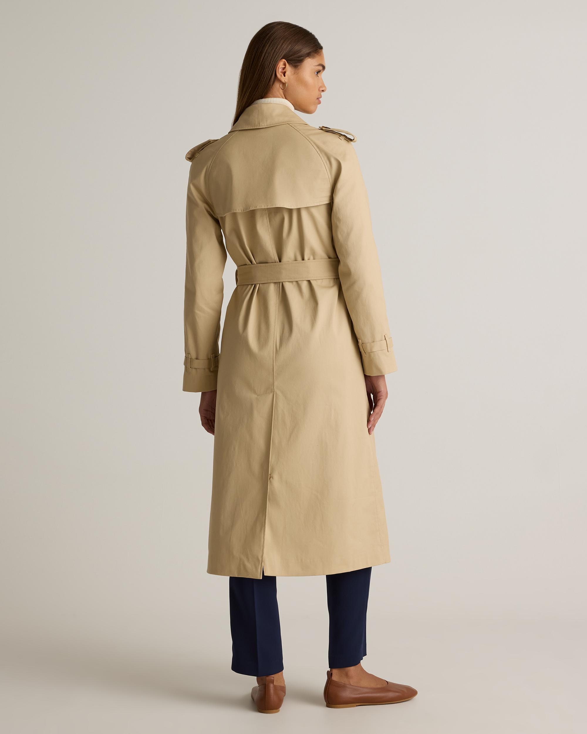 Quince | Women's Comfort Stretch Long Trench Coat Size XS, Organic Cotton Product Image