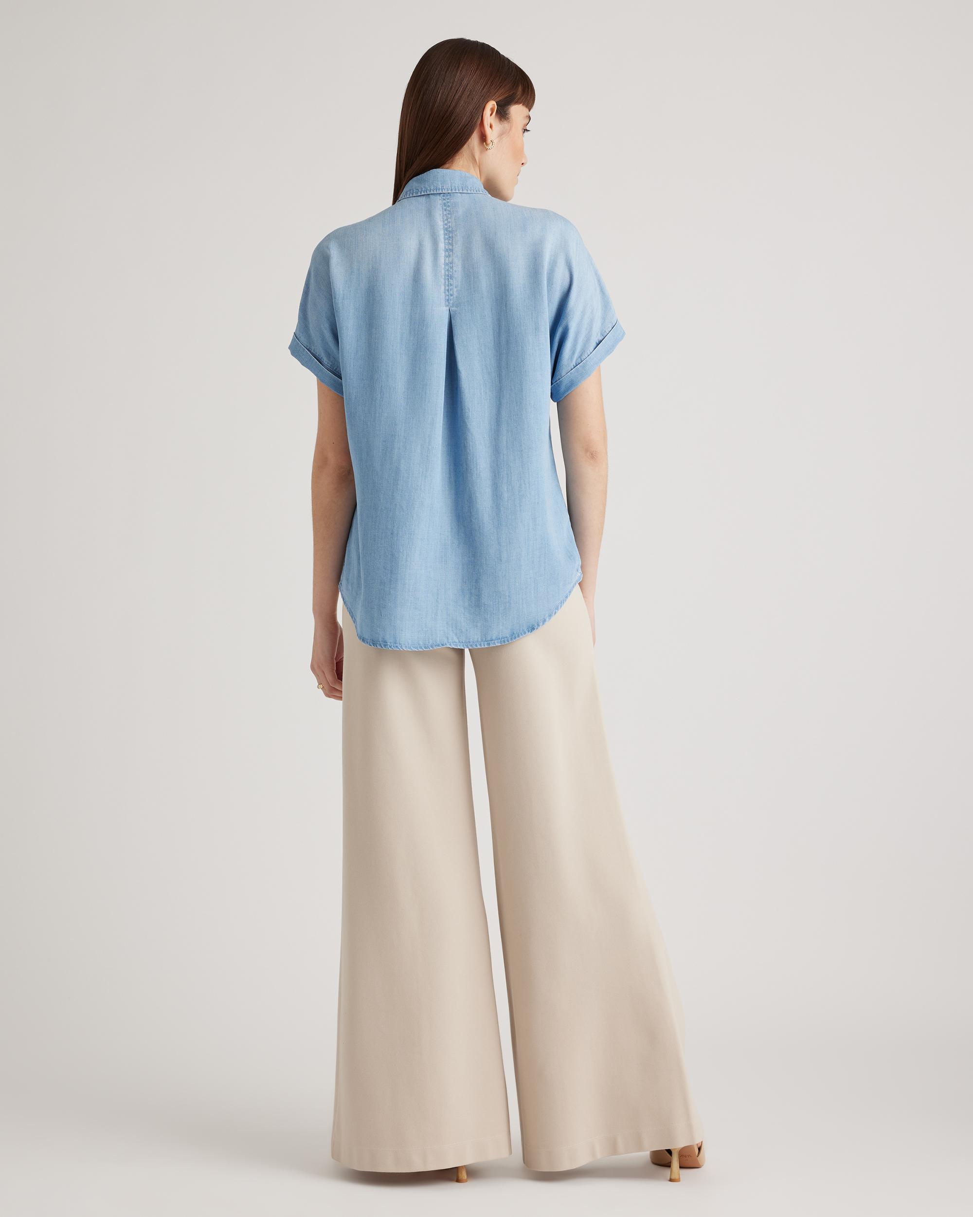 Quince | Women's Chambray Tencel Short Sleeve Shirt Size XS Product Image