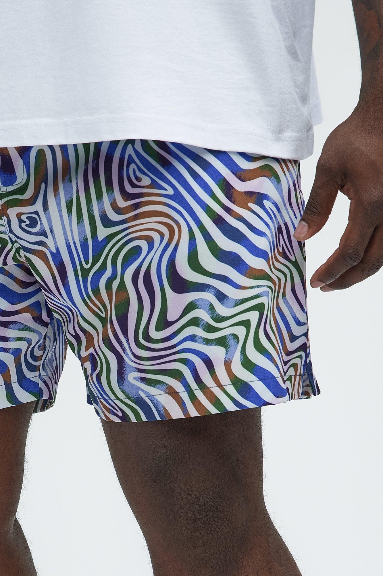 Psychedelic Swirls Swim Mid Trunk - Multi Color Product Image