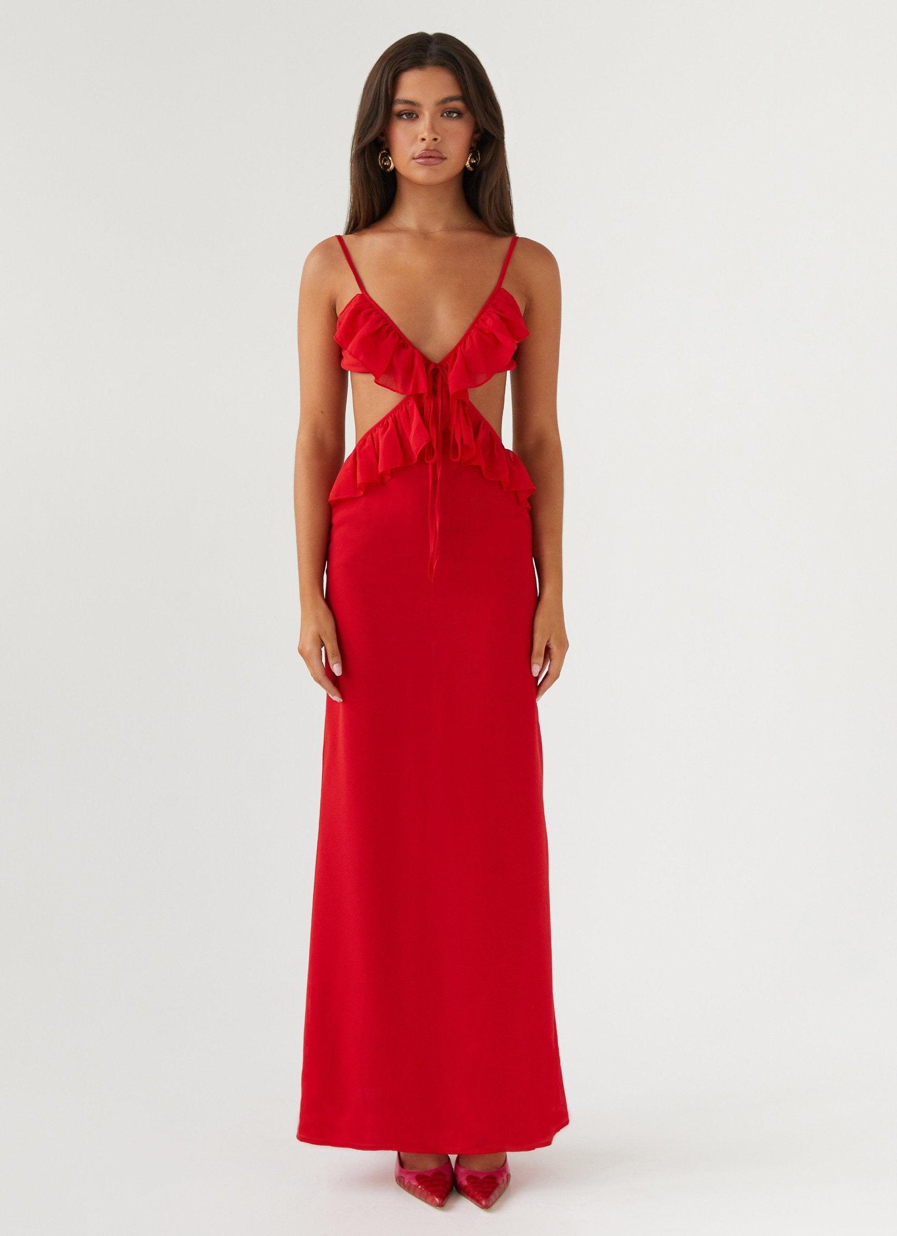 Klara Cut Out Maxi Dress - Red Product Image