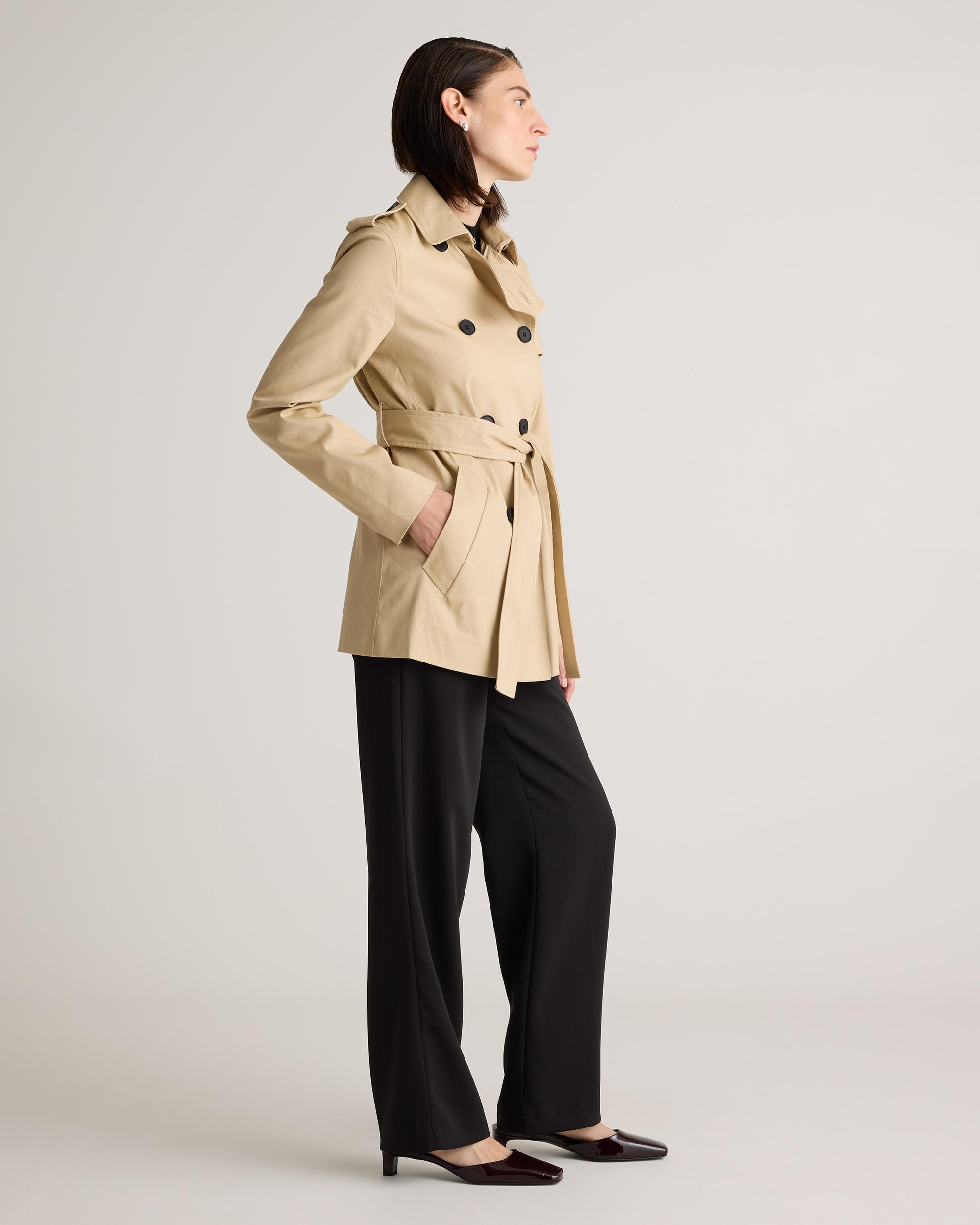 Quince | Women's Comfort Stretch Short Trench Coat Organic Cotton Product Image