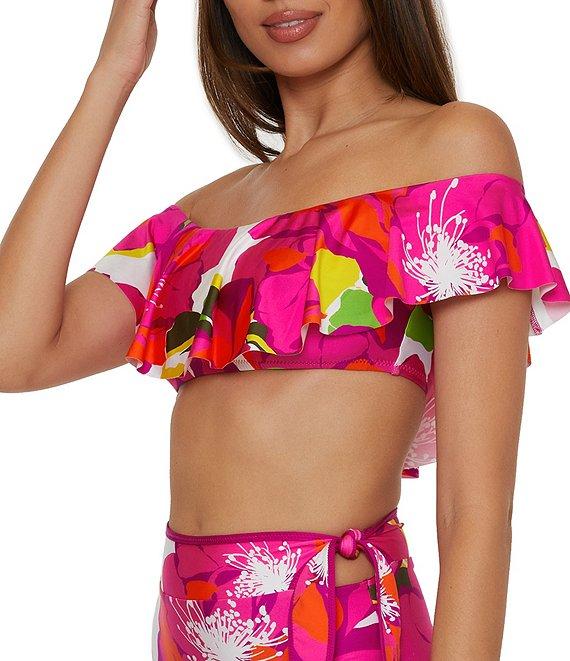 Trina Turk Bloom Of The Shoulder Ruffle Bandeau Swim Top Product Image