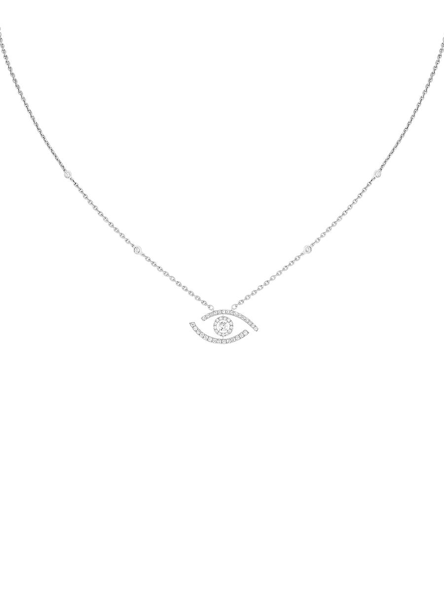 Womens Lucky Eye 18K White Gold & Pav Diamond Necklace Product Image