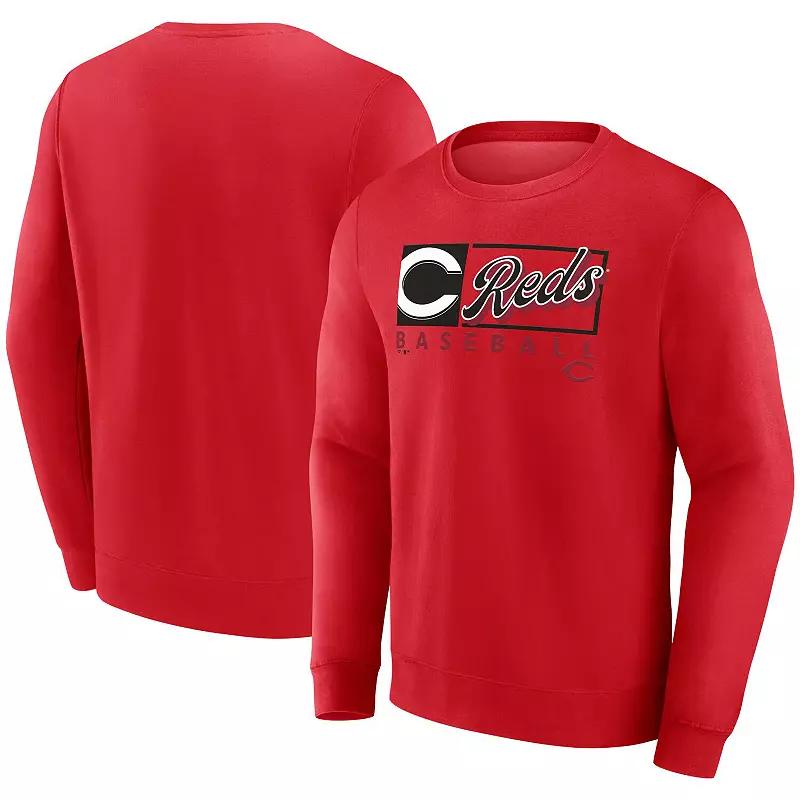 Men's Fanatics Red Cincinnati Reds Focus Fleece Pullover Sweatshirt,  Product Image